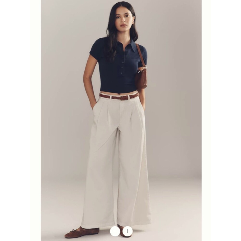 By Anthropologie Low-Rise Pleated Wide-Leg Trousers - Picture 2 of 7